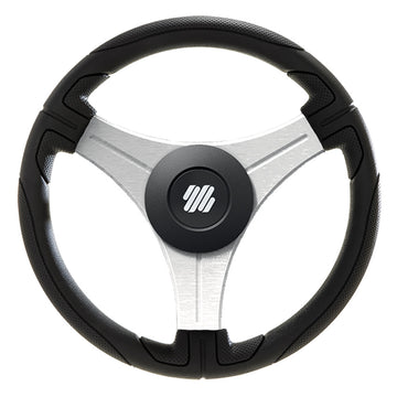 Uflex Ustica 13" Steering Wheel - Black - Polyurethane w/Silver Spokes & X62 Hub