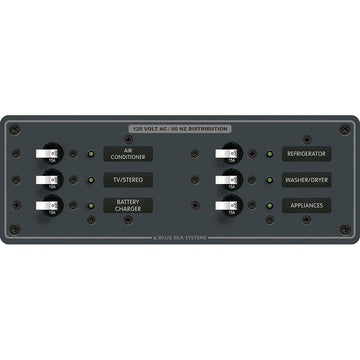 Blue Sea 8097 AC 6 Position Toggle Circuit Breaker Panel - White Switches
