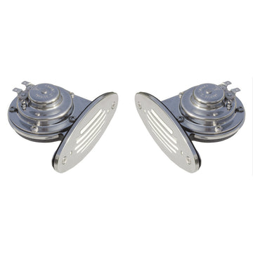 Schmitt Marine Mini Stainless Steel Dual Drop-In Horn w/Stainless Steel Grills High & Low Pitch